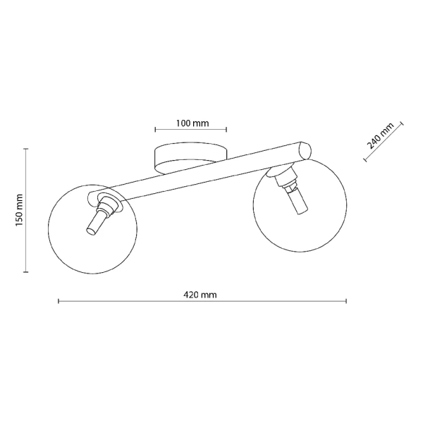 Kulista sufitowa lampa Estera Wood 11092 podwójna drewniana bursztynowa