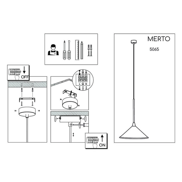 Lampa wisząca metalowa Merto 5065 Shilo trójkątne abażur czarny