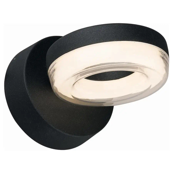 Ścienny kinkiet na elewację DONUT czarny 9116 1xLED 6W 3000K IP54 do ogrodu