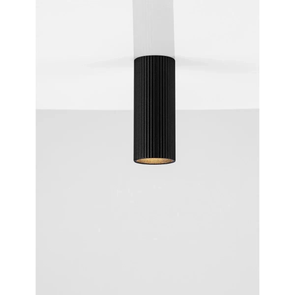 Sufitowa lampa ryflowana SELMORA czarna LE45637 1xGU10 tuba downlight