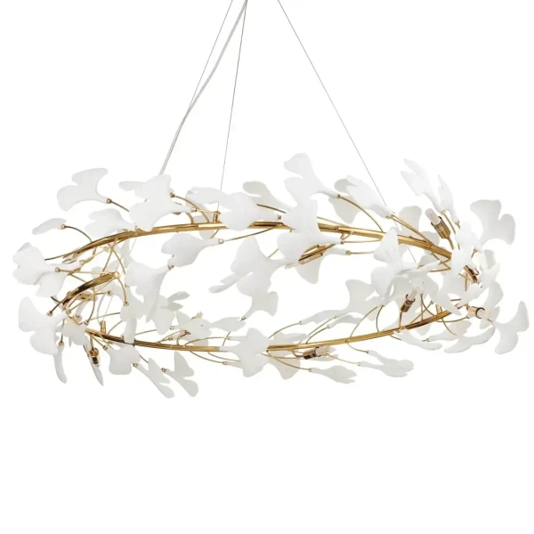 Wisząca lampa ceramiczna BOTANIKA XY080P-150 liście biały złoty