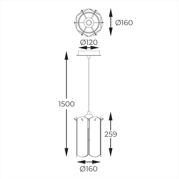 Sypialniana Lampa wisząca Nira MD3523-1-EGN szklana przezroczysty złoty