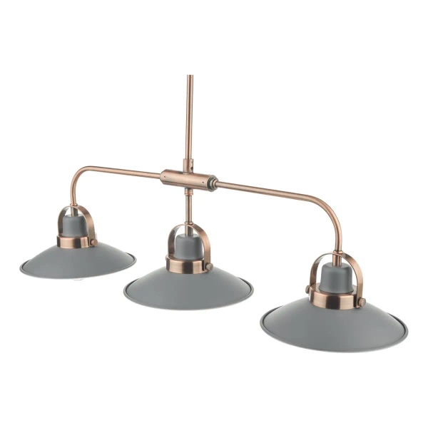 Wisząca lampa retro Liden LID0339 potrójna grafitowy miedziany