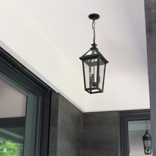 Klasyczna lampa wisząca Zurich P03630BK Cosmolight IP23 nad stół szkło czarny