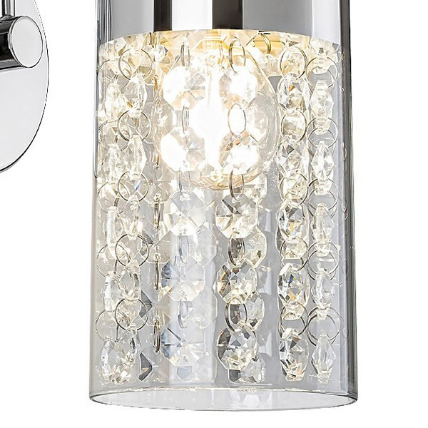 Glamour lampa ścienna Niagara szklany kinkiet z kryształkami chrom