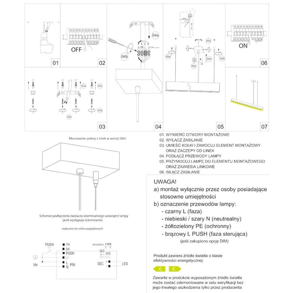Lampa zwisowa podłużna Lupinus 5115003203-1 Elkim LED 16W 4000K liniowa