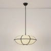 Lniana lampa wisząca RABRE LE-52014 beżowa czarna 1xE27 tkaninowa