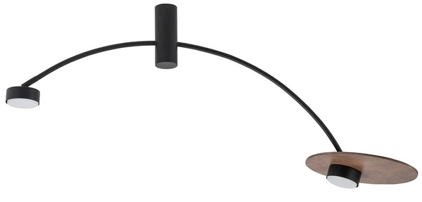 Lampa sufitowa Heft 10356 na wysięgniku czarna drewniana