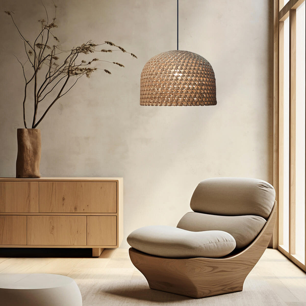 Kopułowa lampa wisząca Kanso LP-2025/1P 50 cm drewniana japandi brązowa