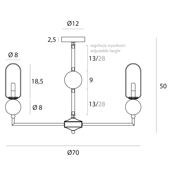 Industrialny żyrandol Nova P0632 do sypialni metalowy czarny biały
