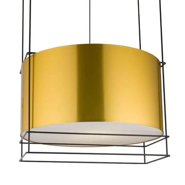 Wisząca lampa metalowa PAA 9542 Dohar do gabinetu mosiądz czarna