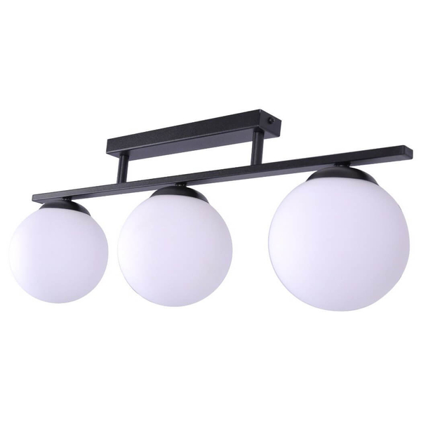 Przysufitowa lampa szklana GLOBE 1212 molekułowa czarny biały