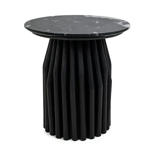Drewniany stolik kawowy LEVANTE MM001501100336 czarny dekor marmuru 50cm