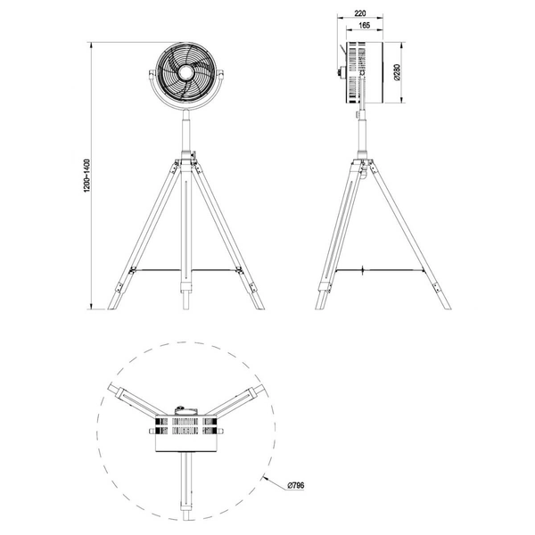 Wentylator stojący TROMSO R036-06 RL Light na trójnogu drewnianym srebrny