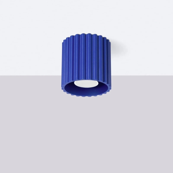Sufitowa lampa tuba AURA SL.1809 ryflowana niebieska GU10