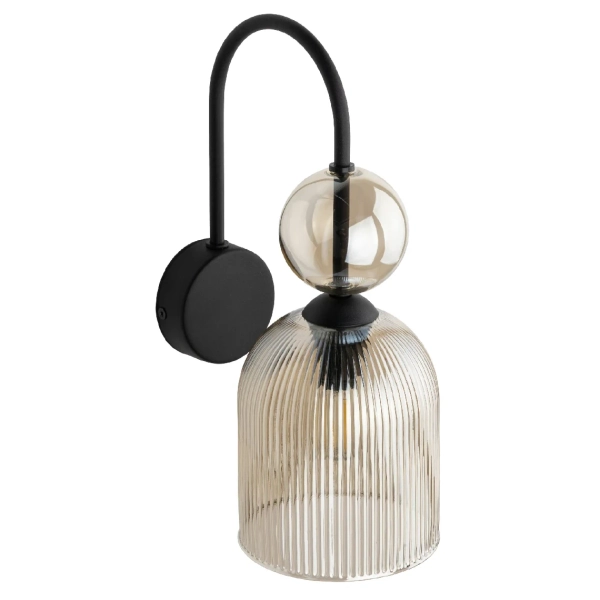 Ścienna lampa szklana Sophia Cognac 11140 ryflowana kula koniak