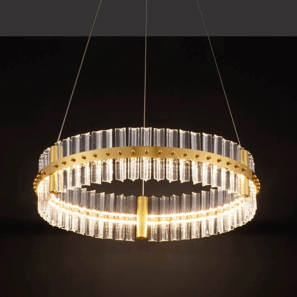 Dekoracyjna lampa wisząca MAYO LE44224 LED 45W 3500K ring szklana złota