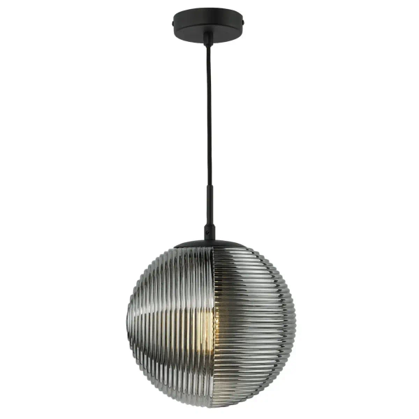 Kulista wisząca lampa Evander EVA0122 kula czarna przydymiona