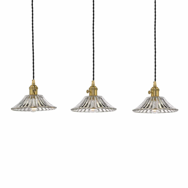 Jadalniana lampa wisząca Hadano HAD3640-04 Dar Lighting mosiądz przezroczysta