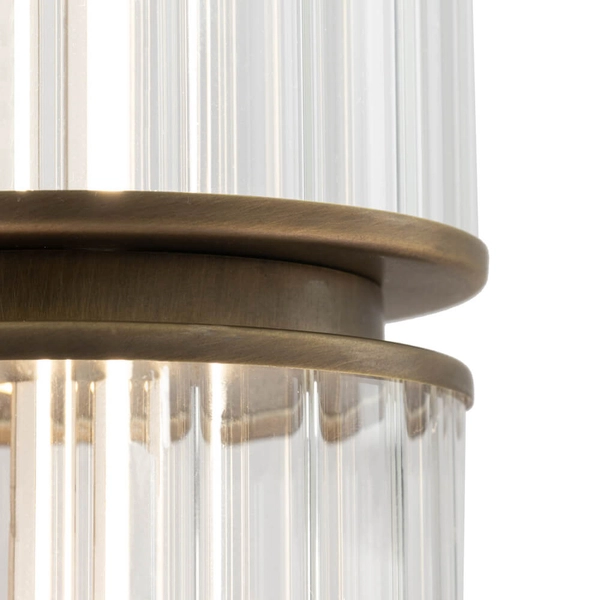 Ryflowana lampa zwisająca Merezi 2 5217 LED 30W 3000K szklany mosiądz patyna