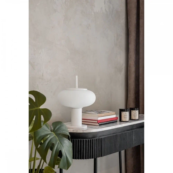 Stołowa lampa do salonu Torni TOS111P1 kula owalna biała