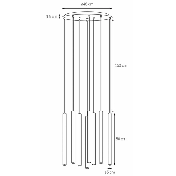 Minimalistyczna wisząca lampa LED Roll 11174802 Kaspa 33,6W 3000K czarna