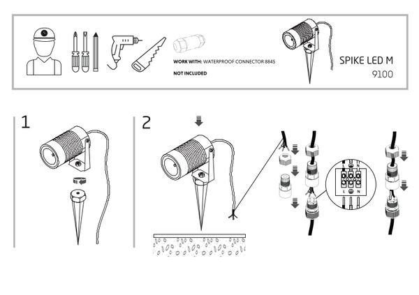 Gruntowa lampa Spike 9100 czarna LED 5W 3000K regulowana outdoor