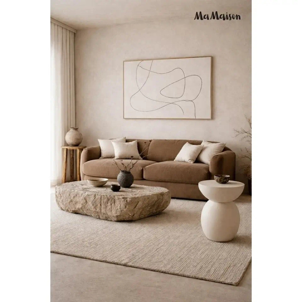 Okrągły stolik kawowy ARENE MM001501100324 beżowy z tworzywa 39cm