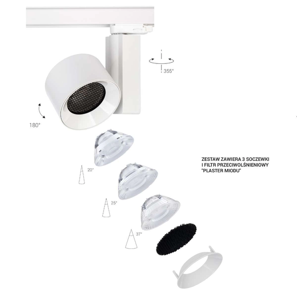 Reflektorowa LAMPA sufitowa NEA 8747 Nowodvorski okrągła OPRAWA metalowa LED 40W 4000K do systemu szynowego 3 - fazowego biał