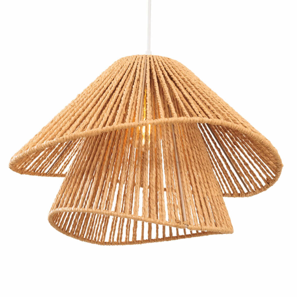 Sznurkowa lampa wisząca Amalfi P0578 zwis pleciona do salonu beżowa