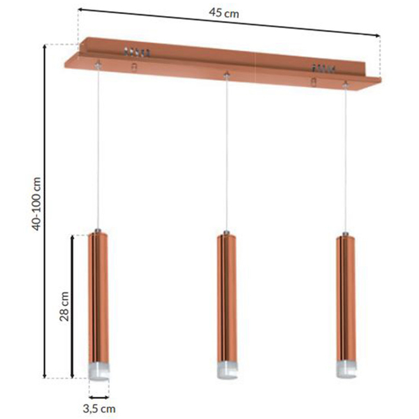 LAMPA wisząca COPPER ML985 Milagro metalowa OPRAWA zwis LED 15W 4000K listwa sufitowa miedziany