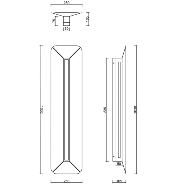 Podłużny kinkiet ścienny Yottsu YWB620002 LED 17W 3000K czarny