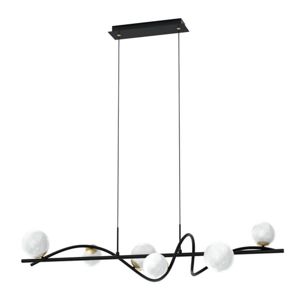 Kulista lampa wisząca Nisyro MD3145-6-EBGN Zumaline alabaster czarny złoty