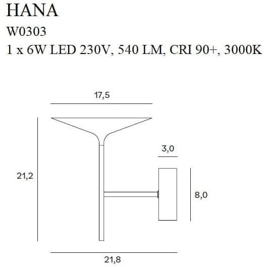 Designerski kinkiet do przedpokoju HANA W0303 Maxlight LED 6W 3000K czarny