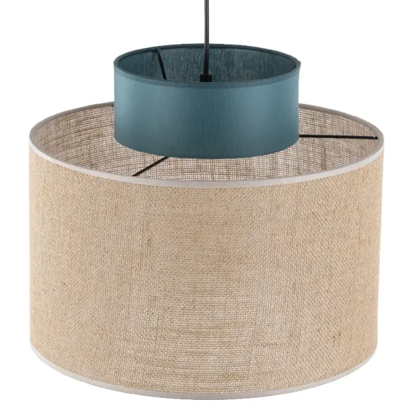 Ekologiczna zwisająca lampa Duo 3256 tuba z naturalnej juty zielony