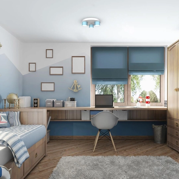 Sufitowa lampa nowoczesna Dixie do pokoju biała niebieska