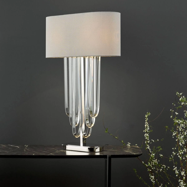 Lampka stołowa Eltham ELT4238-EH Dar Lighting sople kryształy do pokoju szara