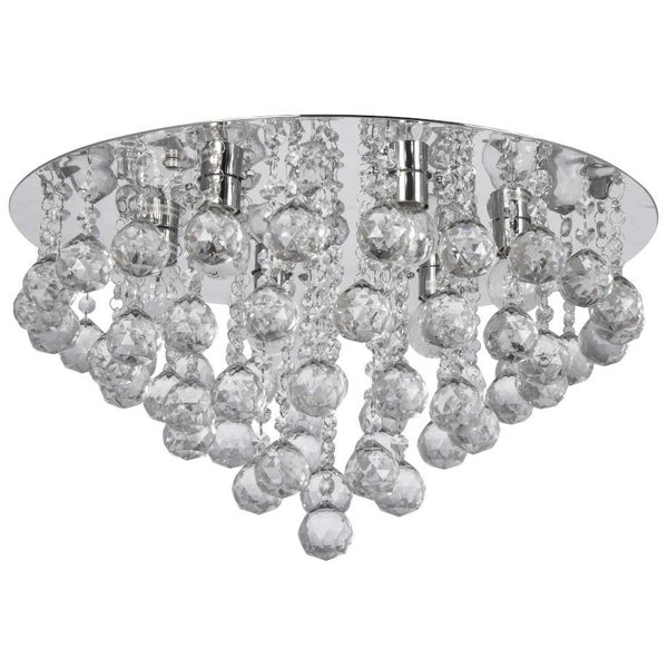 Plafon LAMPA sufitowa VEN P-E 1437/6-50 okrągła OPRAWA z kryształkami glamour crystal chrom przezroczysta almonte