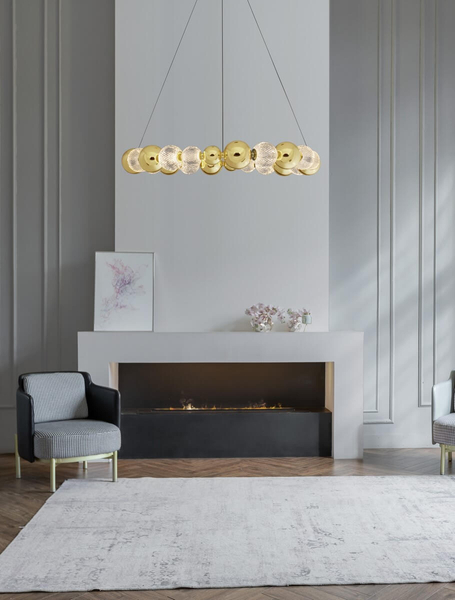 Okrągła lampa wisząca Ponce bąbelki LED 46W 3200K crystal złota