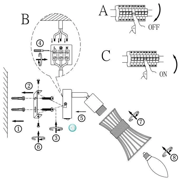 Rustykalna LAMPA ścienna PURRA 54814-1 Globo kinkiet OPRAWA metalowa klatka druciana czarna złota