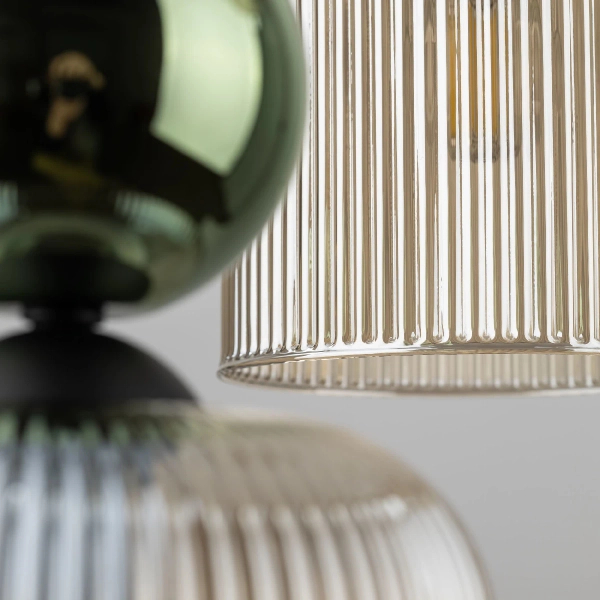 Glamour lampa zwisająca Sophia Green 11150 klosze żebrowane zielony