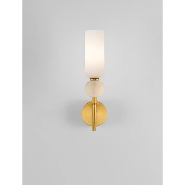 Ścienna lampa trawertyn CORVIZO złota biała LE45278 1xG9 tuba do salonu