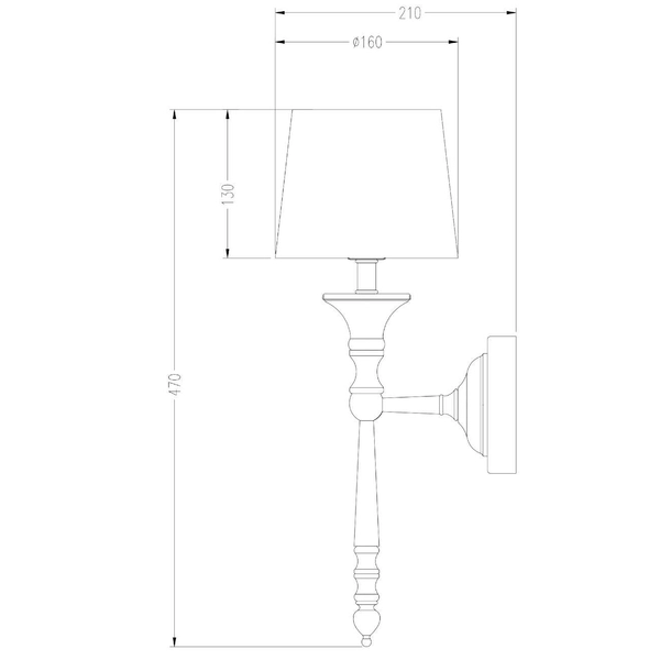 Ścienny kinkiet klasyczny CLOE RLB94875-1 z abażurem chrom czarny