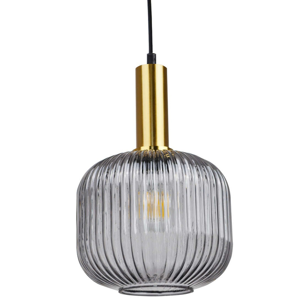 Loftowa LAMPA wisząca CUMBRIA 317179 Polux kulisty ZWIS plisowany szklany nad stół przydymiony