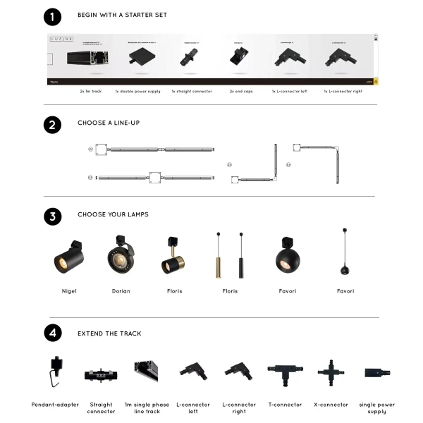 Wisząca lampa Track 09955/01/02 Lucide do systemu szynowego złota