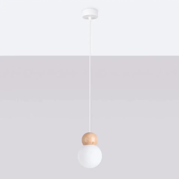 Pojedyncza lampa wisząca Pekka SL.1390 Sollux zwis kula biała