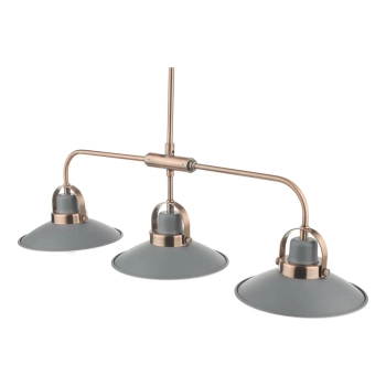 Wisząca lampa retro Liden LID0339 potrójna grafitowy miedziany