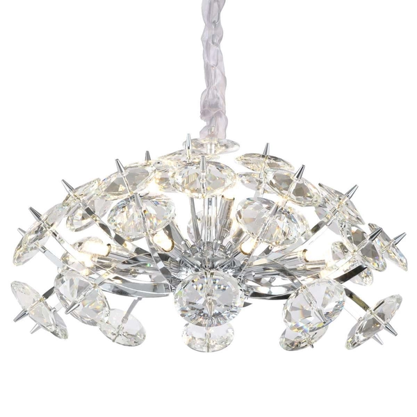 Lampa glamour wisząca ALMONDI JD8322-15 CHROME Auhilon kryształki crystals 