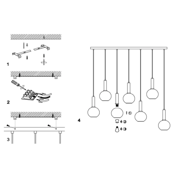 Wisząca lampa Marius kaskada nad stół czarna przydymiona