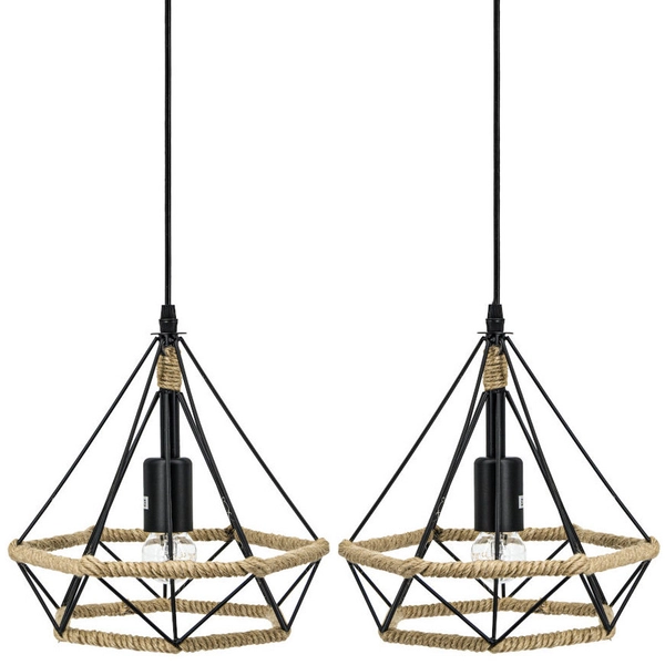 Loftowa LAMPA wisząca Piramida 8803/3 ZWIS - 06 Elem druciana OPRAWA metalowa piramida zwis czarny